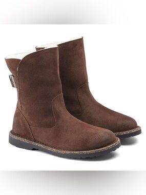 NWT Birkenstock Uppsala Brown Suede Shearling Boots Size 41